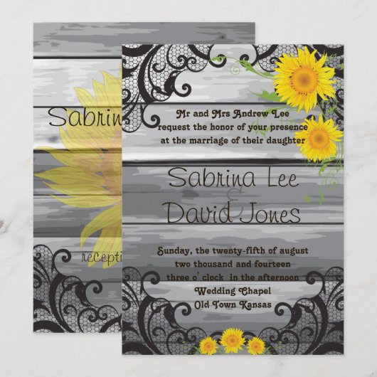 Sunflower Barn Wood Collectie Weddenschap Kaart (Voorkant / Achterkant)