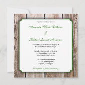 Sunflower Barn Wood Green Ribbon Wedding Kaart (Achterkant)