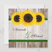 Sunflower Barn Wood Green Ribbon Wedding Kaart (Voorkant)