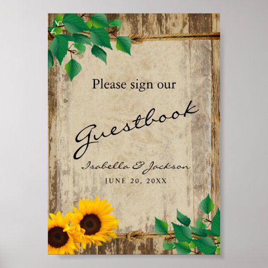 Sunflower Barn Wood Guestbook Poster (Voorkant)