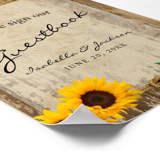 Sunflower Barn Wood Guestbook Poster (Hoek)