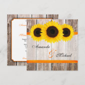 Sunflower Barn Wood Oranje Ribbon Wedding Kaart (Voorkant / Achterkant)