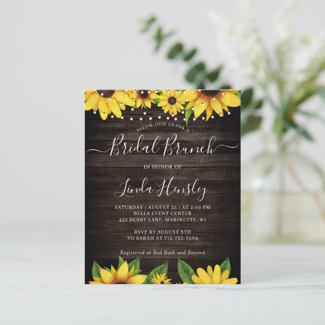 Sunflower Barn Wood String Lights Bridal Brunch (Staand voorkant)