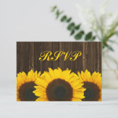 Sunflower Barn Wood Weddenschap RSVP-reactiekaart RSVP Kaartje (Staand voorkant)