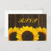 Sunflower Barn Wood Weddenschap RSVP-reactiekaart RSVP Kaartje (Voorkant / Achterkant)