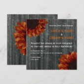 Sunflower & Barnwood Fall Wedding Invitation Kaart (Voorkant / Achterkant)