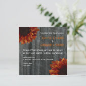 Sunflower & Barnwood Fall Wedding Invitation Kaart (Staand voorkant)
