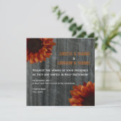 Sunflower & Barnwood Fall Wedding Invitation Kaart (Staand voorkant)