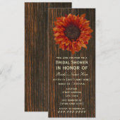 Sunflower & Barnwood Rustic Vrijgezellenfeest Invi Kaart (Voorkant / Achterkant)