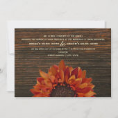 Sunflower & Barnwood Rustic Wedding Invitation Kaart (Voorkant)