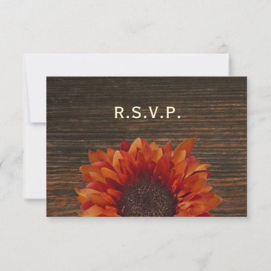 Sunflower & Barnwood Rustic Wedding RSVP Kaartje (Voorkant)