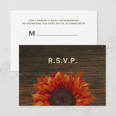 Sunflower & Barnwood Rustic Wedding RSVP Kaartje (Voorkant / Achterkant)