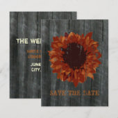 Sunflower & Barnwood Save the Date Notice (Voorkant / Achterkant)