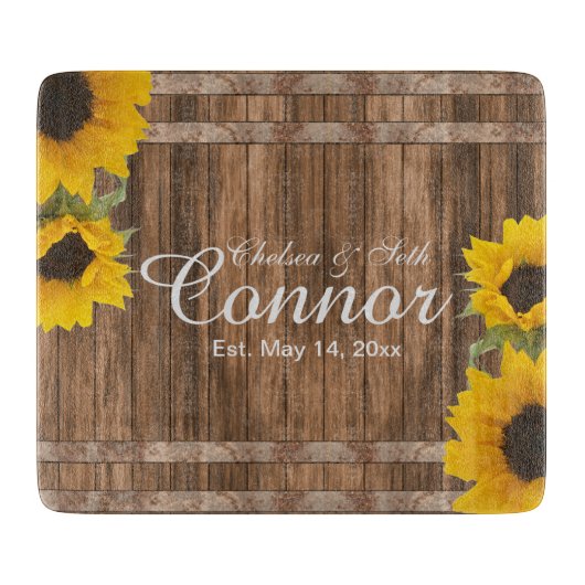 Sunflower Barnwood Snijplank (Voorkant)