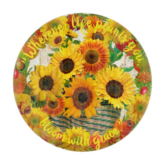 Sunflower Basket Bouquet Bloom met Grace Snijplank (Voorkant)