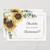  Sunflower Be My Bridesmaid Card Kaart (Voorkant / Achterkant)
