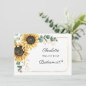  Sunflower Be My Bridesmaid Card Kaart (Staand voorkant)