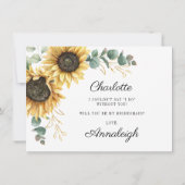  Sunflower Be My Bridesmaid Card Kaart (Achterkant)