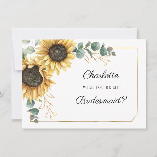  Sunflower Be My Bridesmaid Card Kaart (Voorkant)