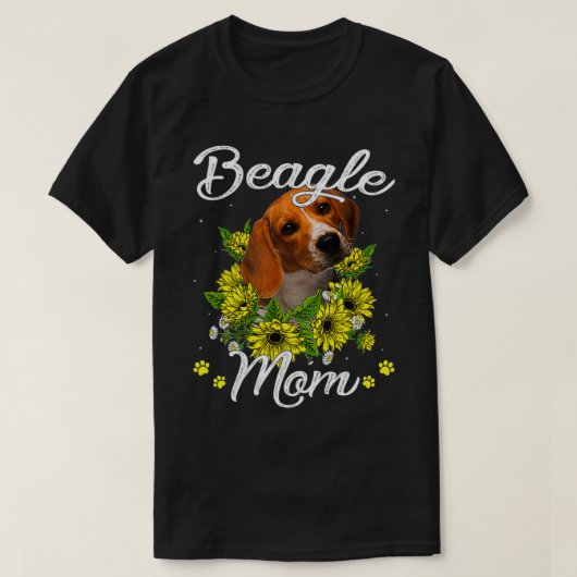 Sunflower Beagle mam Dog mam Moederdag T-shirt (Design voorkant)