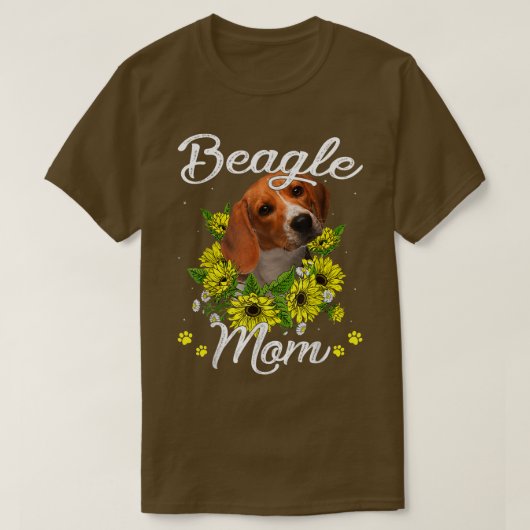 Sunflower Beagle mam Dog mam Moederdag T-shirt (Design voorkant)