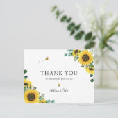 Sunflower Bee Baby shower Dank u Briefkaart (Staand voorkant)