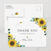 Sunflower Bee Baby shower Dank u Briefkaart (Voorkant / Achterkant)