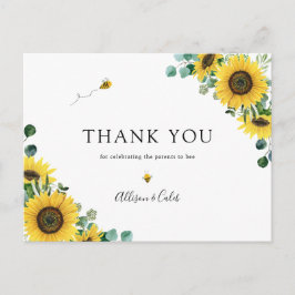 Sunflower Bee Baby shower Dank u Briefkaart