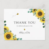 Sunflower Bee Baby shower Dank u Briefkaart (Voorkant)