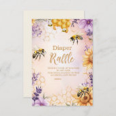 Sunflower Bee Baby shower Diapper Raffle Informatiekaartje (Voorkant / Achterkant)