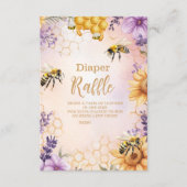 Sunflower Bee Baby shower Diapper Raffle Informatiekaartje (Voorkant)