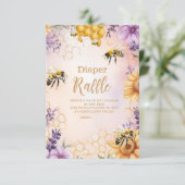 Sunflower Bee Baby shower Diapper Raffle Informatiekaartje (Staand voorkant)