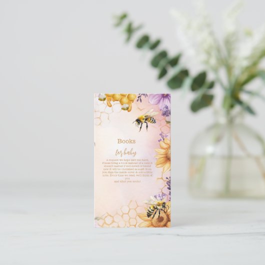 Sunflower Bee Baby shower Mama Boeken voor Baby Informatiekaartje (Staand voorkant)