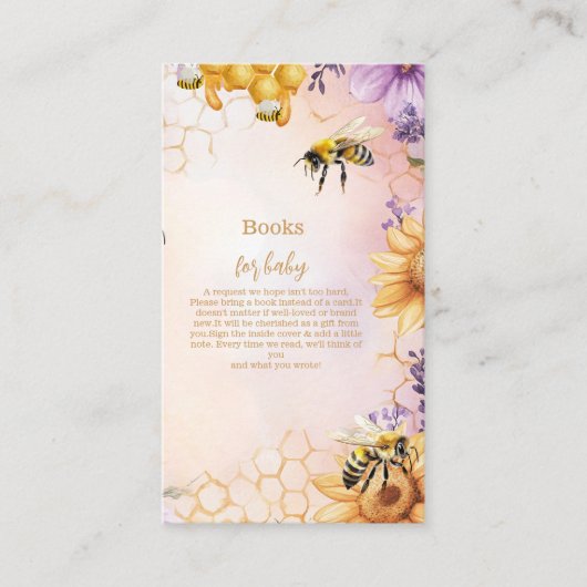 Sunflower Bee Baby shower Mama Boeken voor Baby Informatiekaartje (Voorkant)