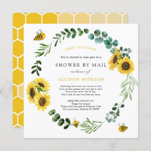 Sunflower Bee Baby shower per post Kaart