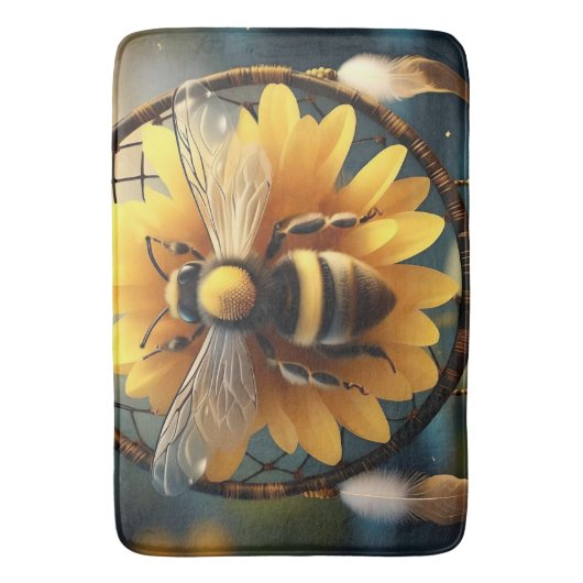 Sunflower Bee Dreamcatcher, Badmat (Voorkant Verticaal)