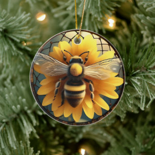Sunflower Bee Dreamcatcher, Keramisch Ornament