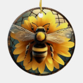 Sunflower Bee Dreamcatcher, Keramisch Ornament (Achterkant)