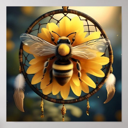 Sunflower Bee Dreamcatcher, Poster (Voorkant)