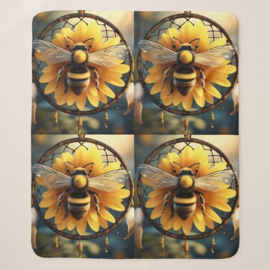 Sunflower Bee Dreamcatcher, Sherpa Deken (Voorkant)
