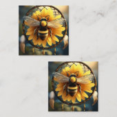 Sunflower Bee Dreamcatcher, Vierkante Visitekaartje (Voorkant / Achterkant)