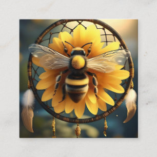 Sunflower Bee Dreamcatcher, Vierkante Visitekaartje