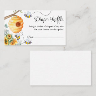 Sunflower Bee Luier Raffle Ticket Baby shower Informatiekaartje