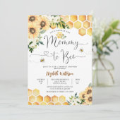 Sunflower Bee Mama to Bee Baby shower Kaart (Staand voorkant)