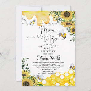 Sunflower Bee Mama to Bee Floral Baby shower Kaart