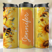 Sunflower Bee Naam toevoegen Aangepaste Gift Thermosbeker
