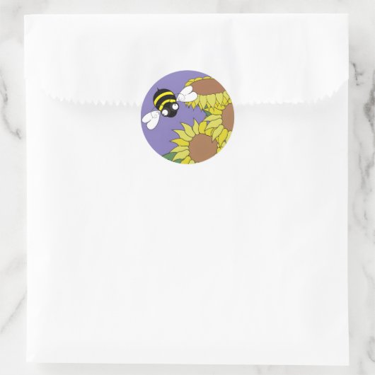Sunflower Bee  Ronde Sticker (Tas)