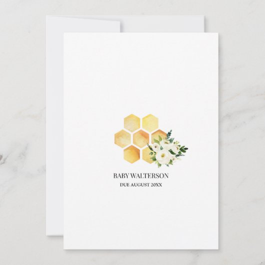 Sunflower Bee Twin Triplet Honing Baby shower Kaart (Achterkant)