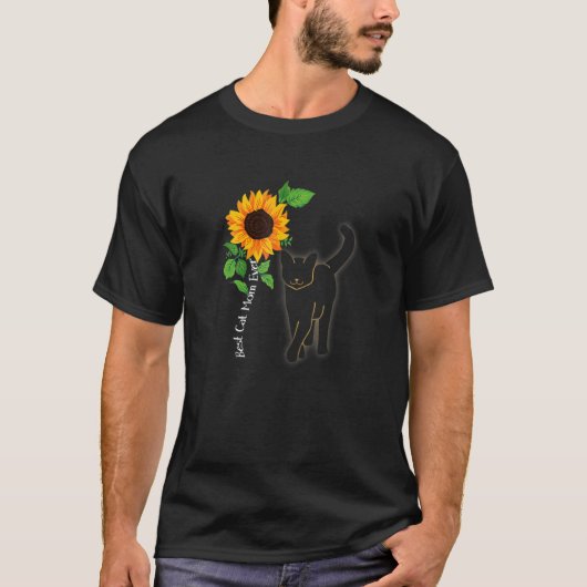Sunflower Best Cat Mom Ever Feline Whisperer Cat O T-shirt (Voorkant)