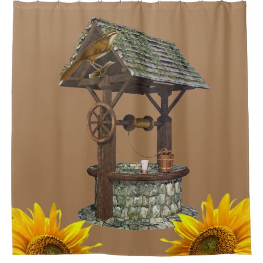 Sunflower Bird Well Showgordijn Douchegordijn (Voorkant)